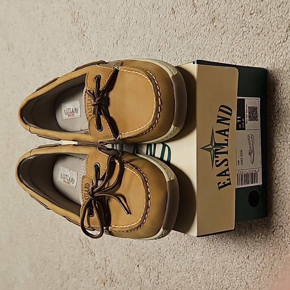 EASTLAND Womens Brown Padded Sunrise Round Toe Slip On Leather Boat Shoes 11Wide